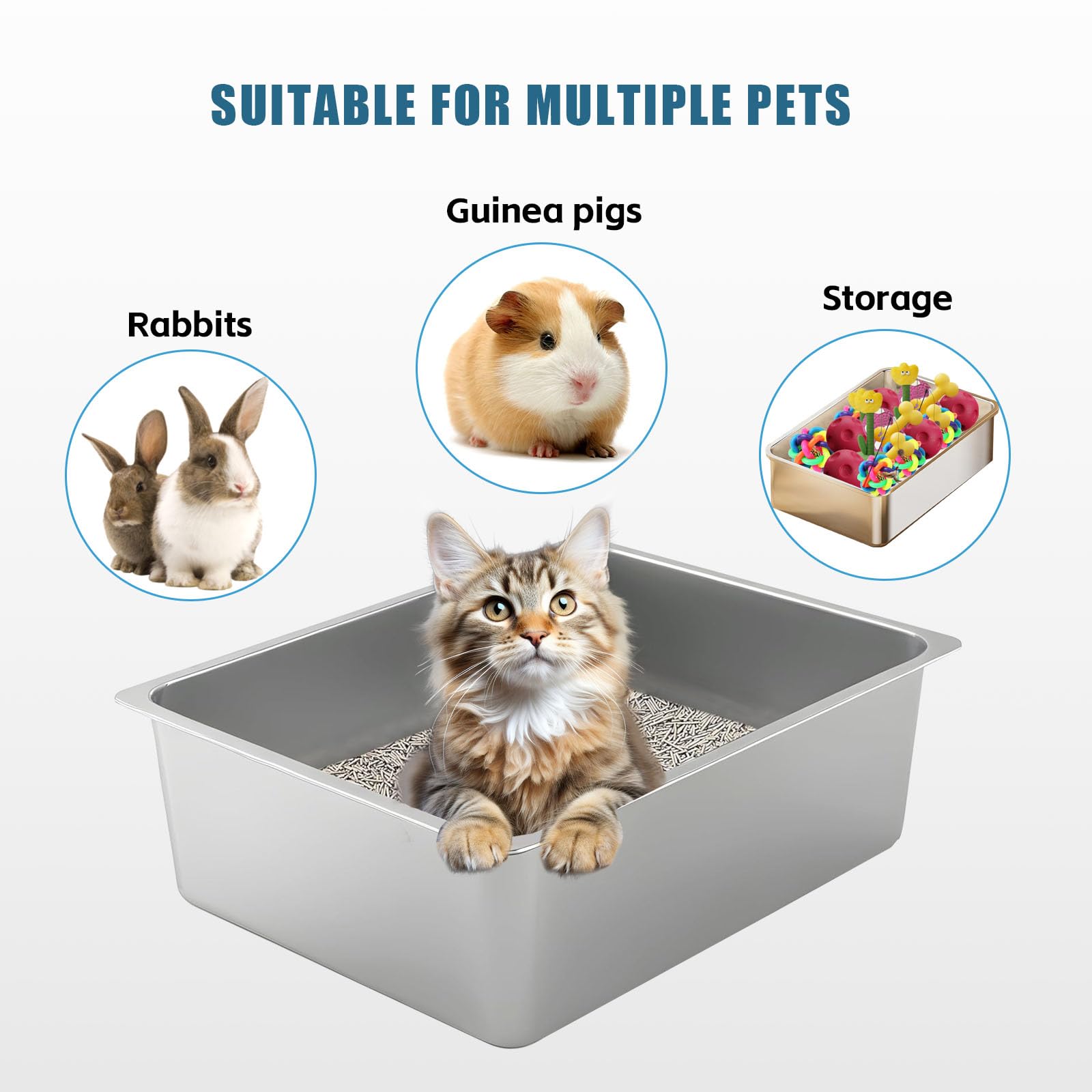 Tondid litter box features smooth edges for pet safety and comfortable handling.