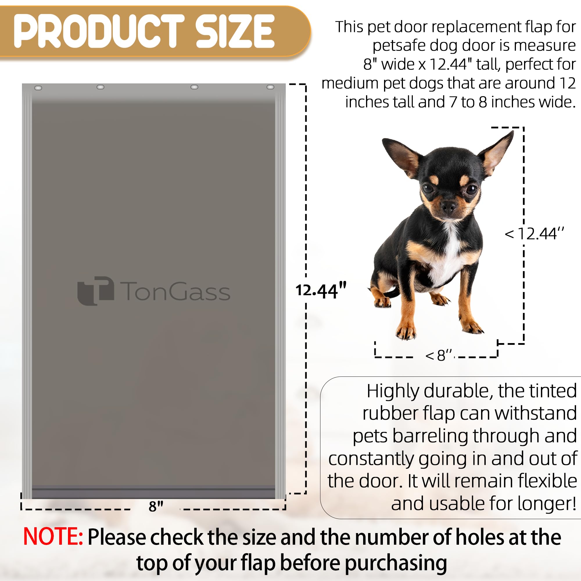 TonGass PAC11-11038 durable rubber displays flexibility for year-round pet door use.