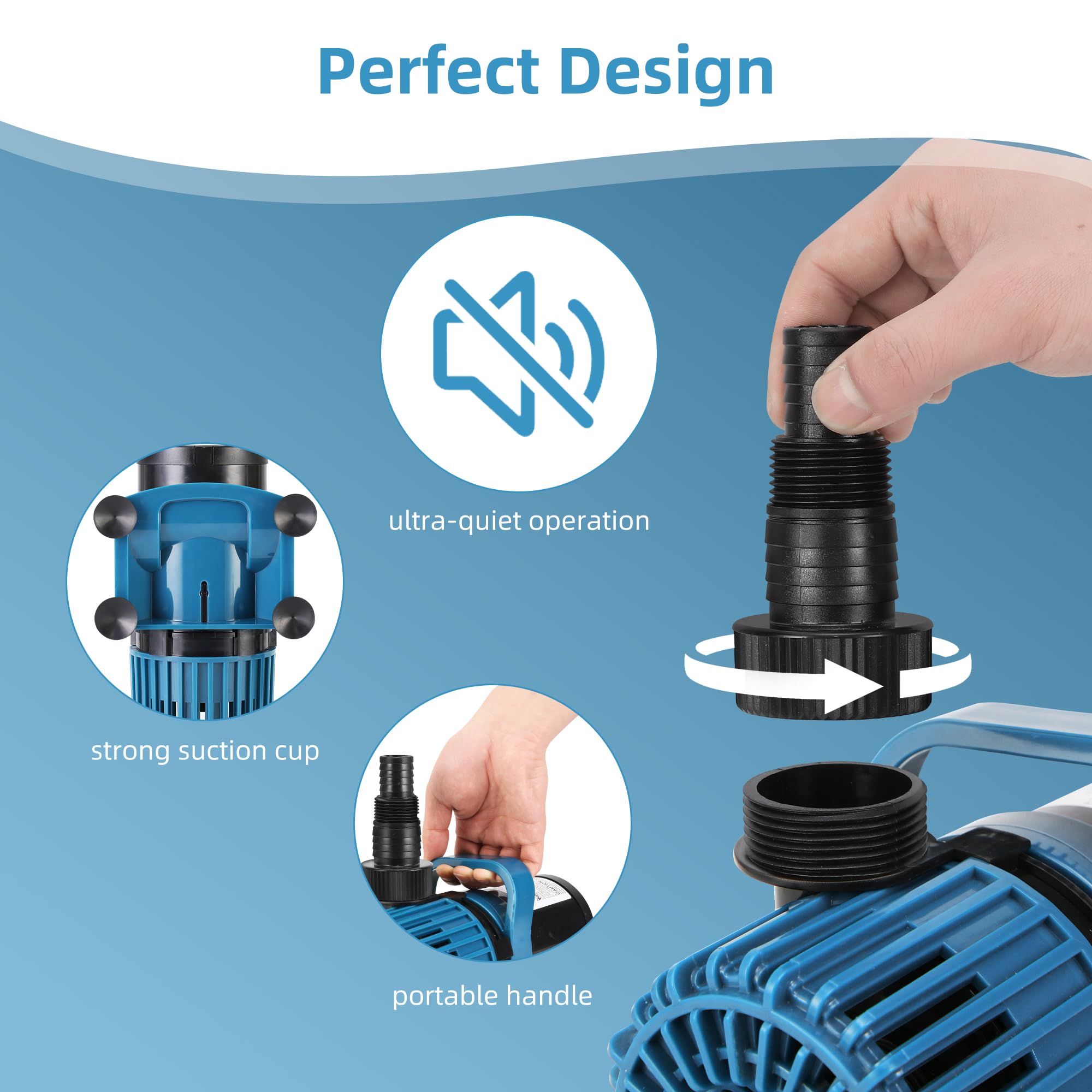TONGCHANT 20ft cord enables flexible placement around ponds and fountains.