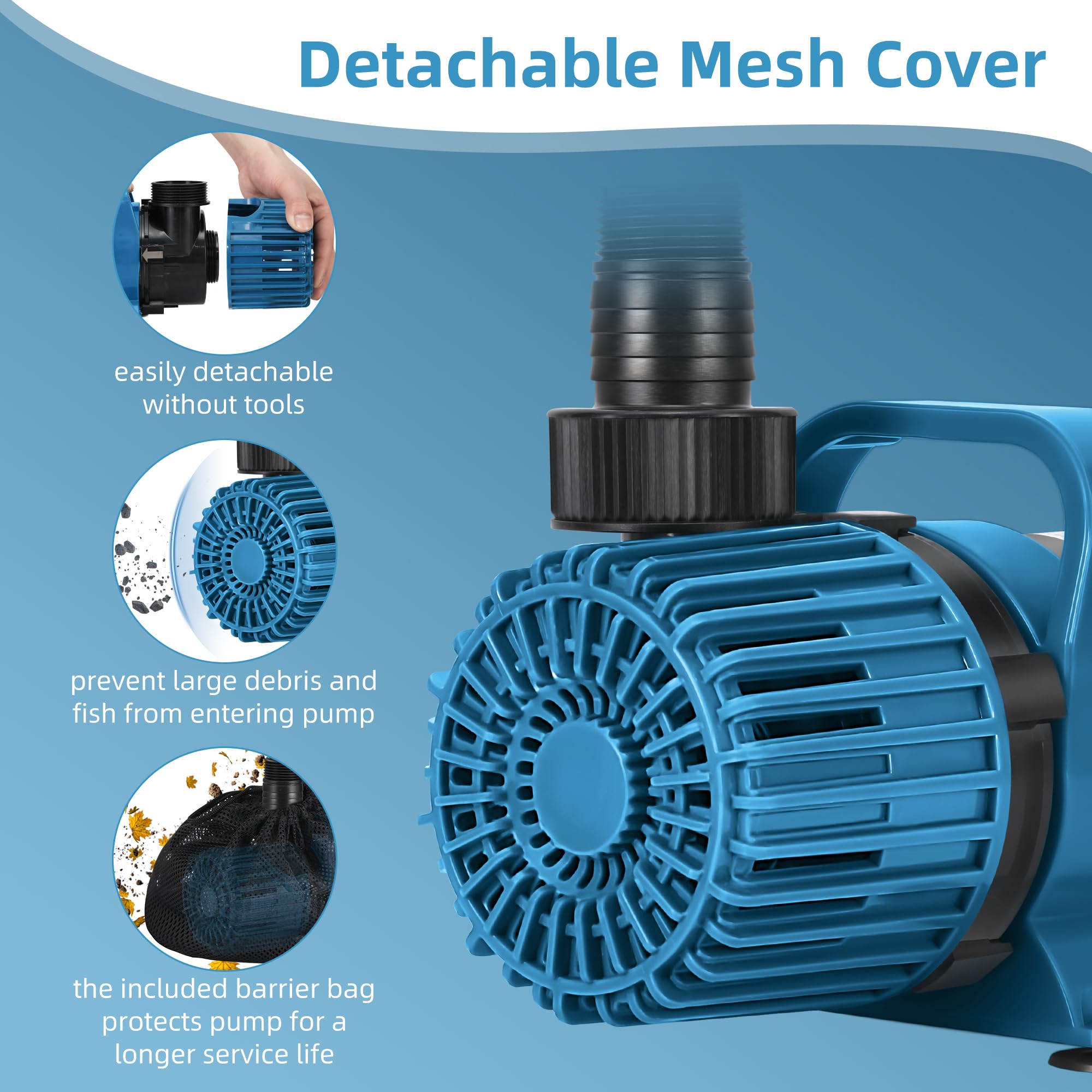 TONGCHANT debris barrier bag prevents debris from clogging the pond pump.