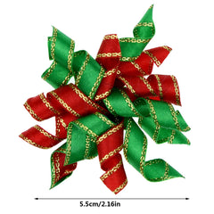 Tongcloud pet bows close-up ribbon detail for shiny holiday accessories