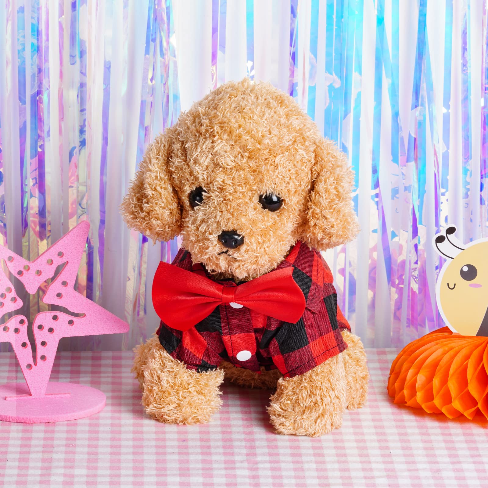Tongcloud plaid puppy-cat shirt lifestyle image hints at party-ready looks.