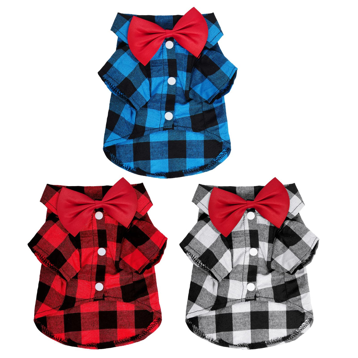 Tongcloud plaid puppy shirt in black-white plaid for easy everyday wear.