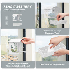 Tonitrui metal window bird feeder durable construction withstands harsh weather and squirrels.