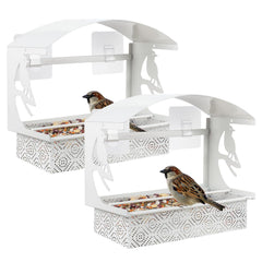 Tonitrui window bird feeder with adhesive hooks offers steadfast stability for windy outdoor setups.