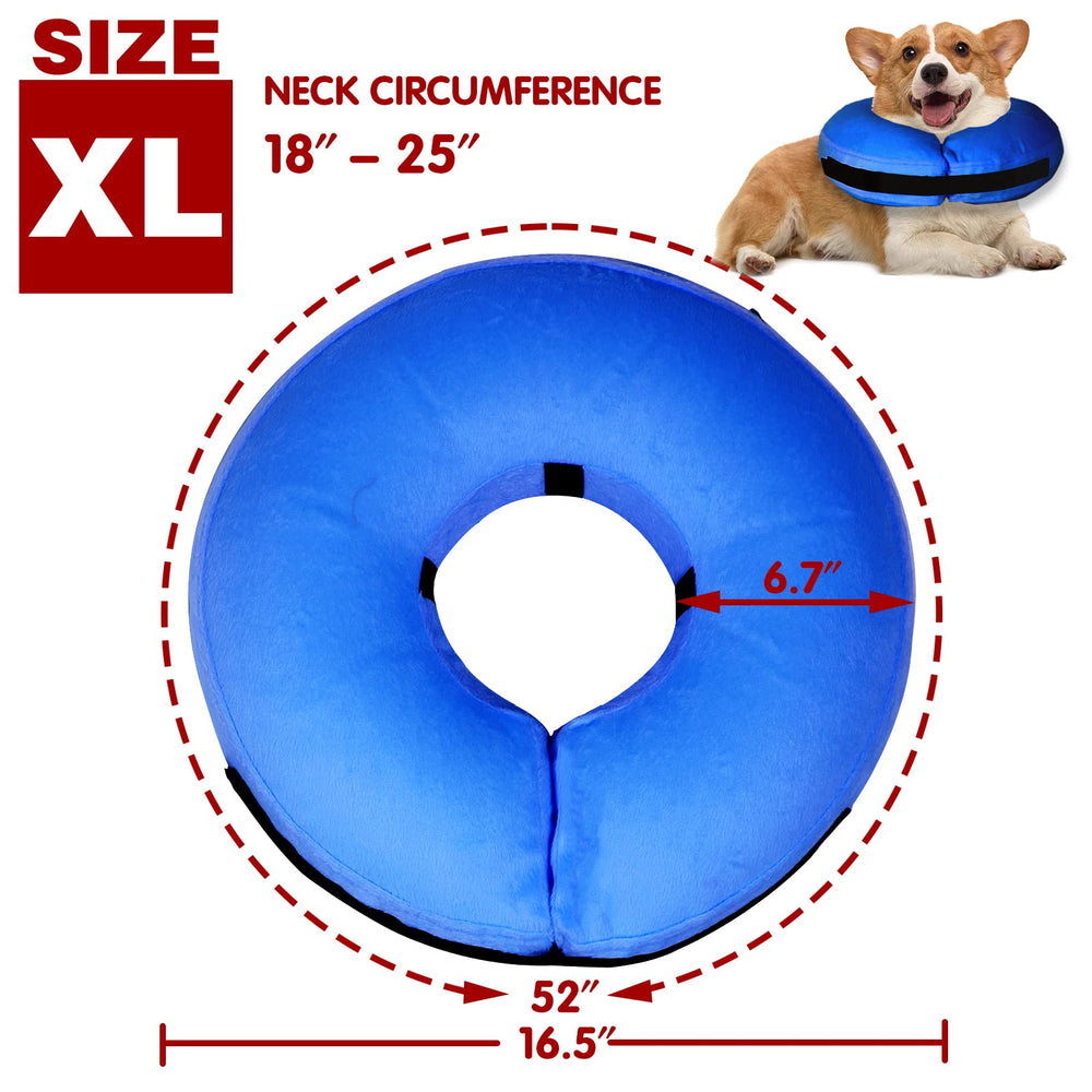 Tonqixope inflatable dog cone collar outer-plush offers soft wear and paw-scratch relief