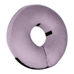 Tonqixope inflatable dog cone collar small purple gray worn on neck with comfortable fit