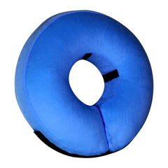 Tonqixope inflatable dog cone collar with soft plush outer for comfort and protection.
