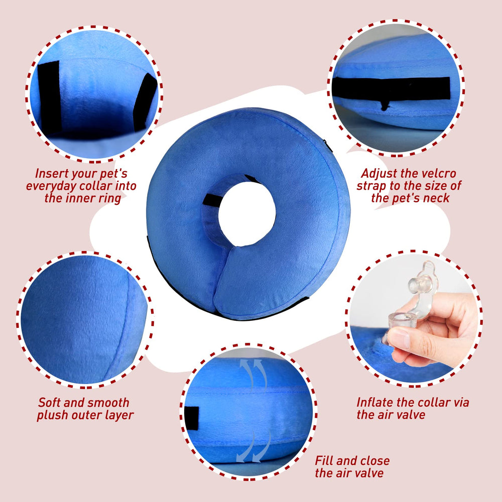 Tonqixope large inflatable cone demonstrates anti-bite protection while allowing eating and drinking.