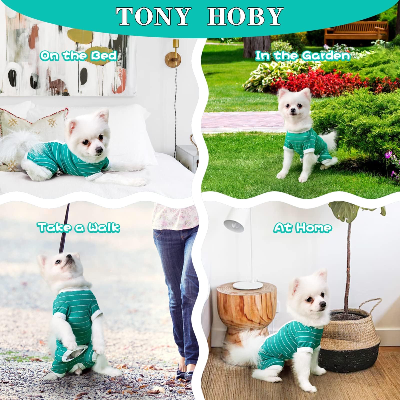 TONY HOBY dog pajamas with silver-thread detailing adds subtle fashion for everyday wear.