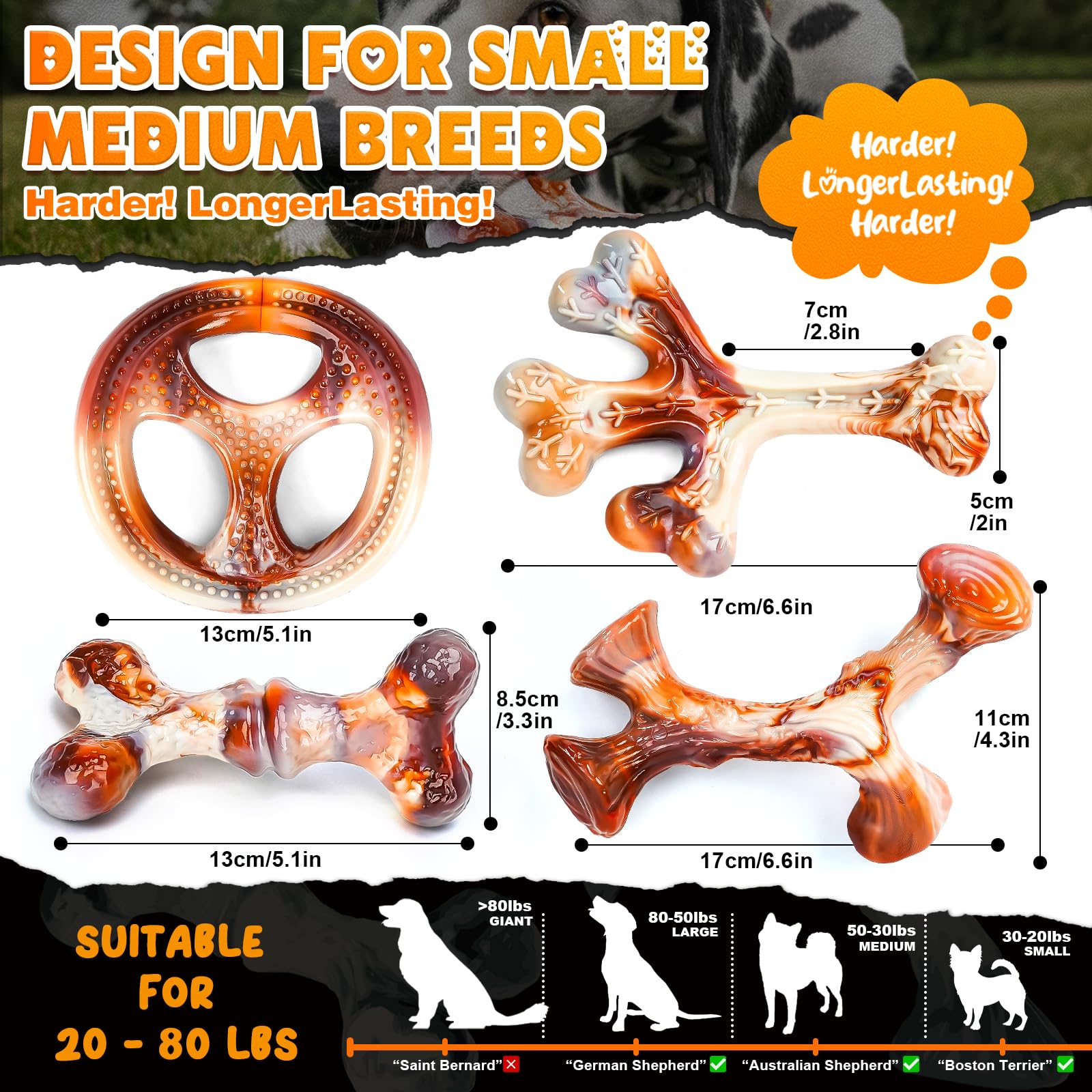 TonyEst bacon-flavored chew attracts dogs during playtime and gnawing