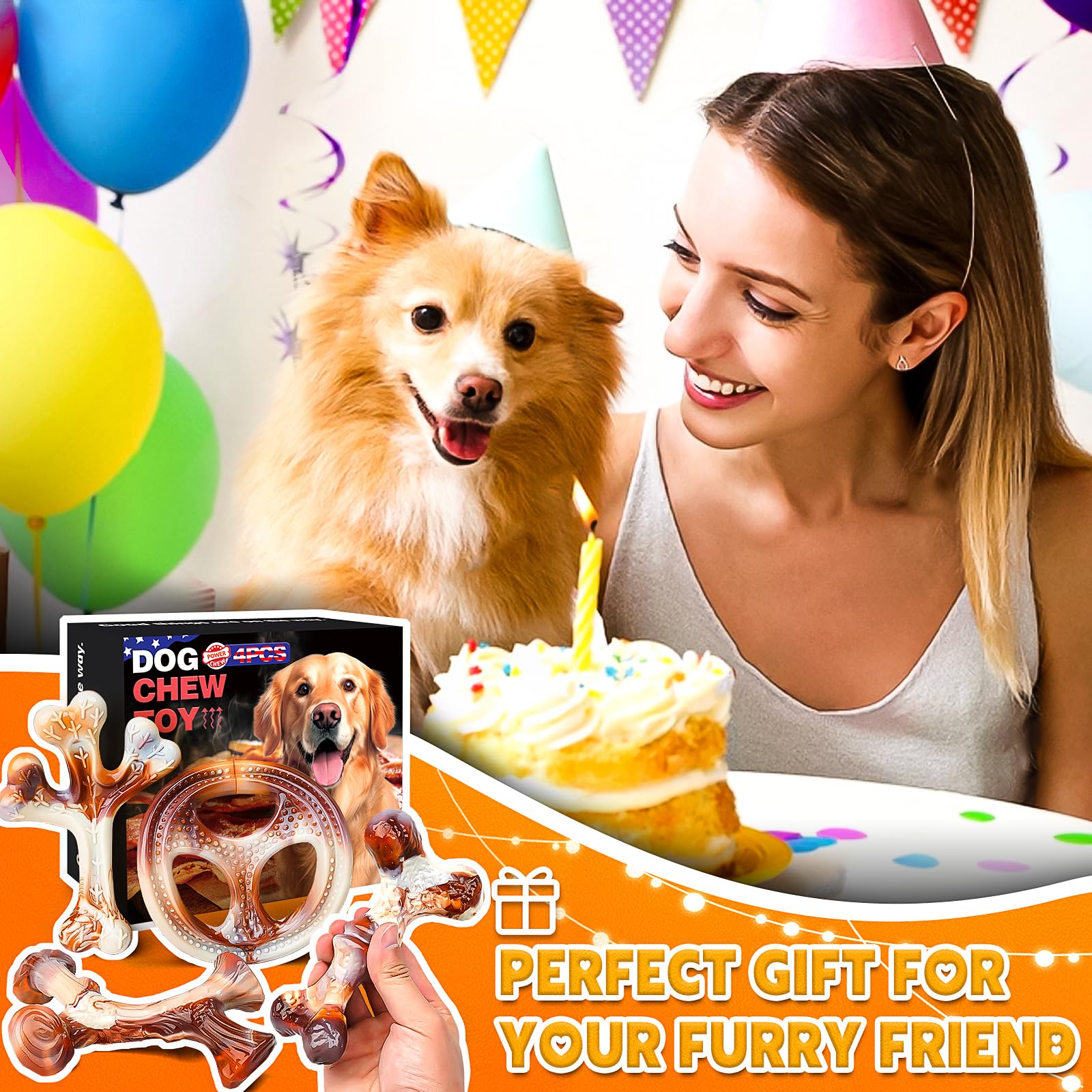 TonyEst easy-clean dog toy; simple washing after chewing sessions