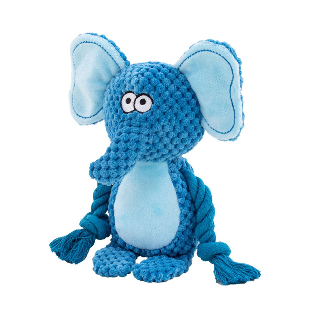 TONYFY blue elephant dog toy with squeaker for engaging play and sensory stimulation.