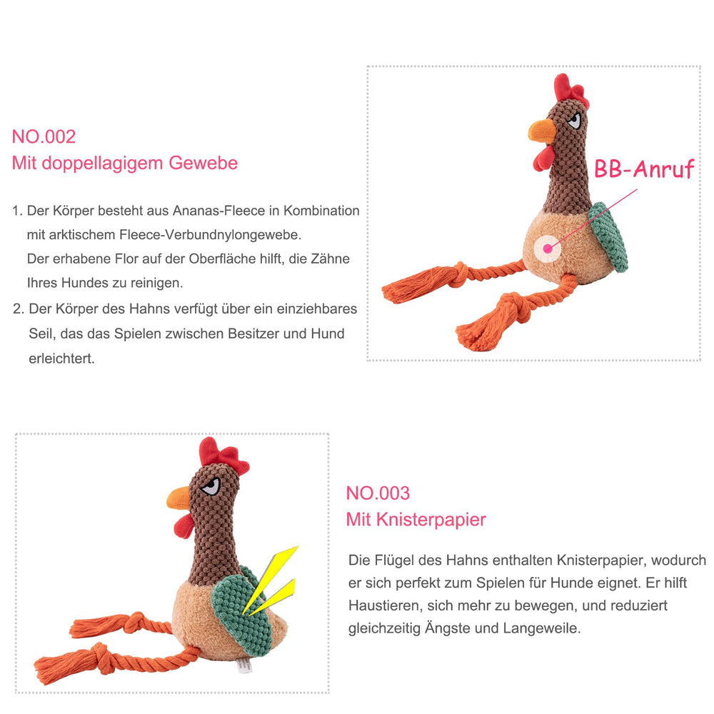 TONYFY rooster knot toy soft-materials shot conveys cuddle-worthy comfort for puppies