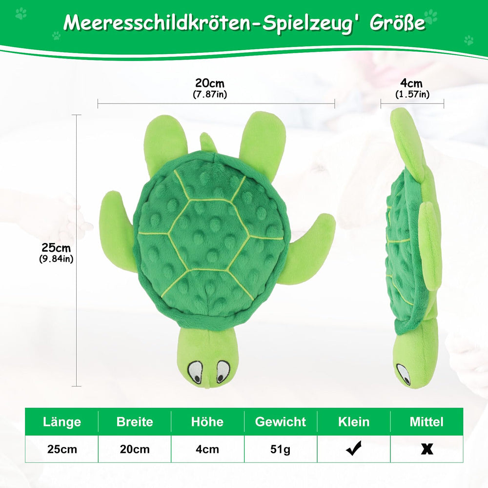 TONYFY sea turtle toy with squeaker and crinkle sounds for indoor dogs.