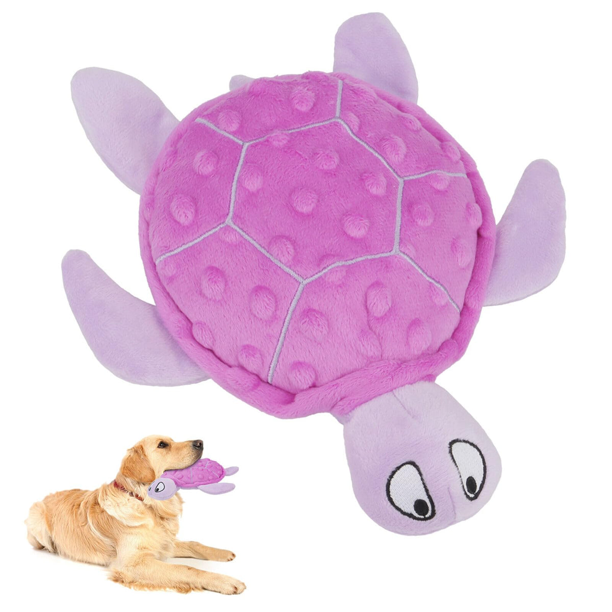 TONYFY Squeaky Sea Turtle Plush Toy front view for durable small-dog play.