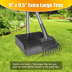 TOOGE larger pooper scooper extended handle reduces bending for comfortable cleanups.
