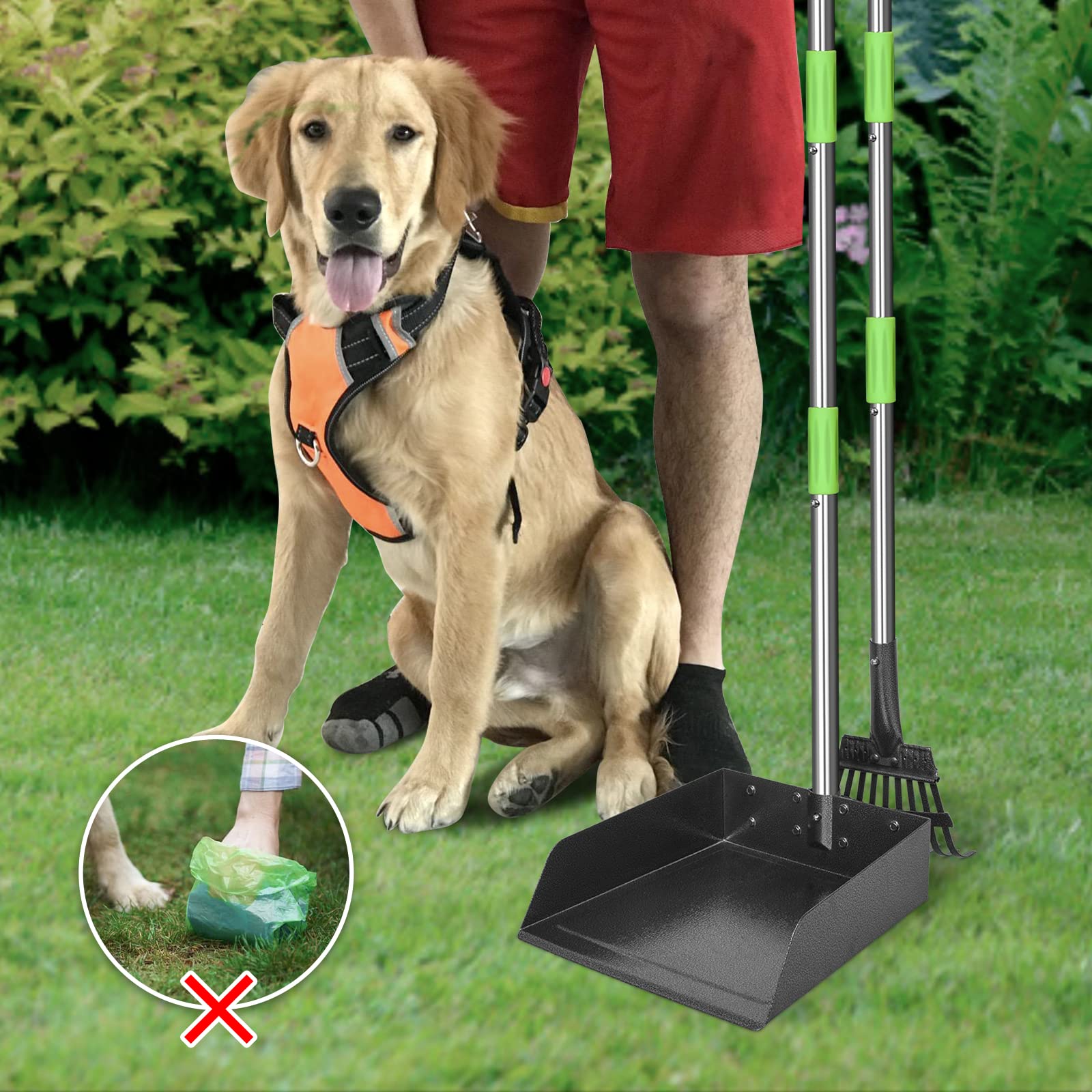 TOOGE pooper scooper stores neatly with an integrated hanging hook.
