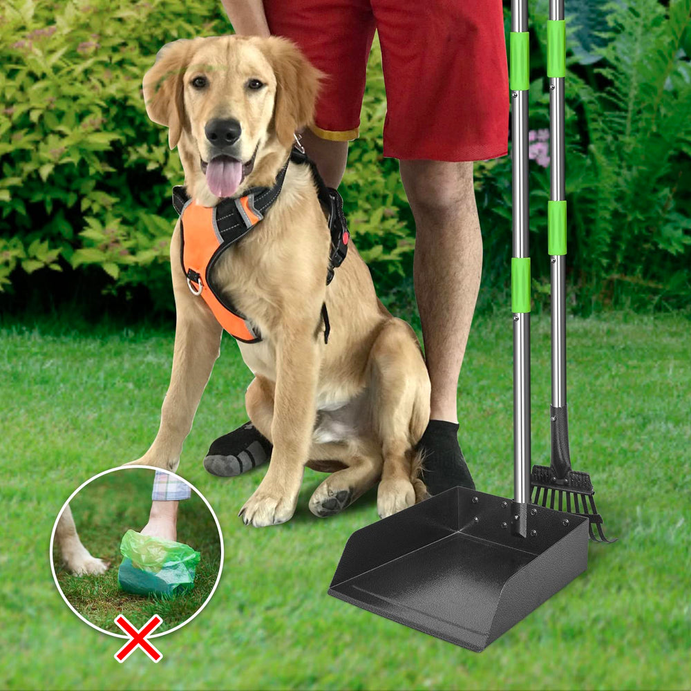 TOOGE pooper scooper stores neatly with an integrated hanging hook.
