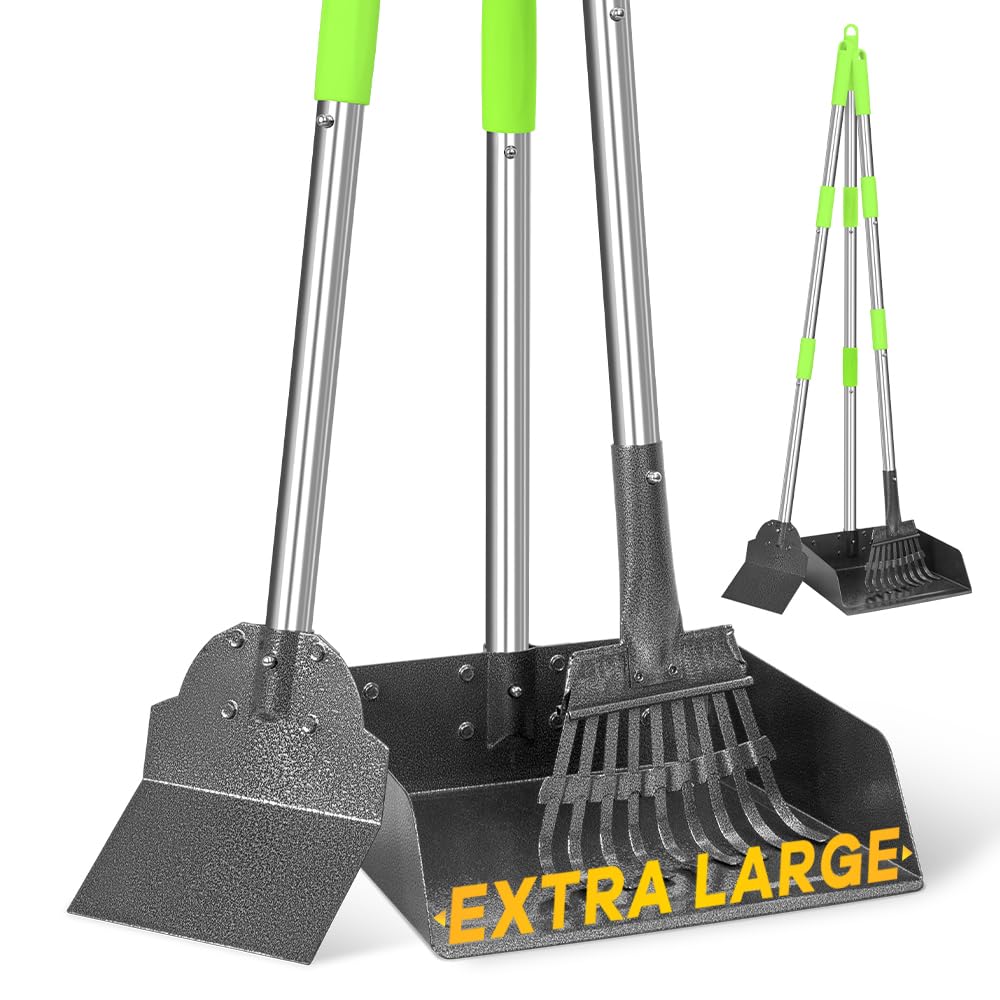 TOOGE Larger Pooper Scooper with 9x9.5 inch tray for quick multi-dog cleanup.