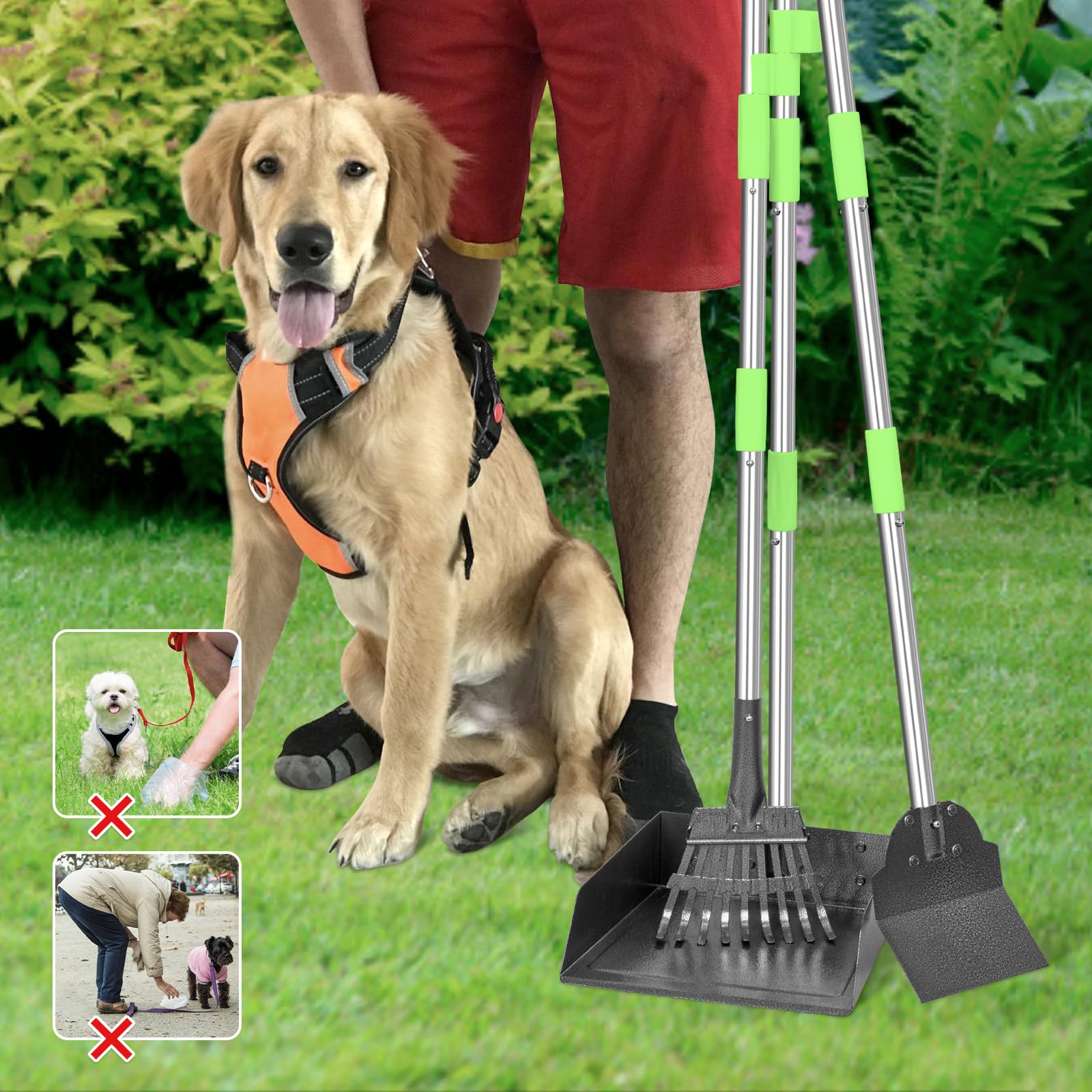 TOOGE Pooper Scooper also handles leaves and yard debris for tidy yards.