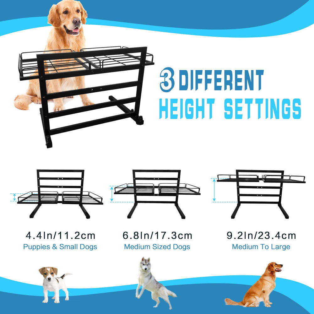 Tookincmo elevated dog bowl stand with black finish adds modern pet dining.