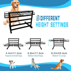 Tookincmo elevated dog bowl stand with black finish adds modern pet dining.