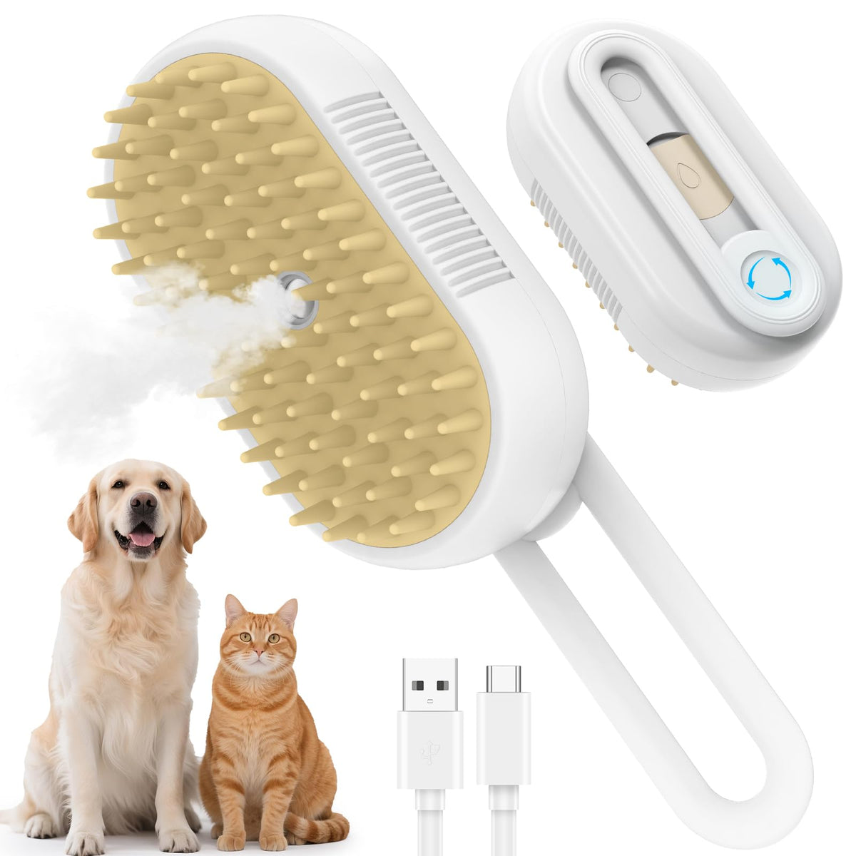 TOOLIAR 4 in 1 pet steam brush coat-smoothing action reduces shedding.