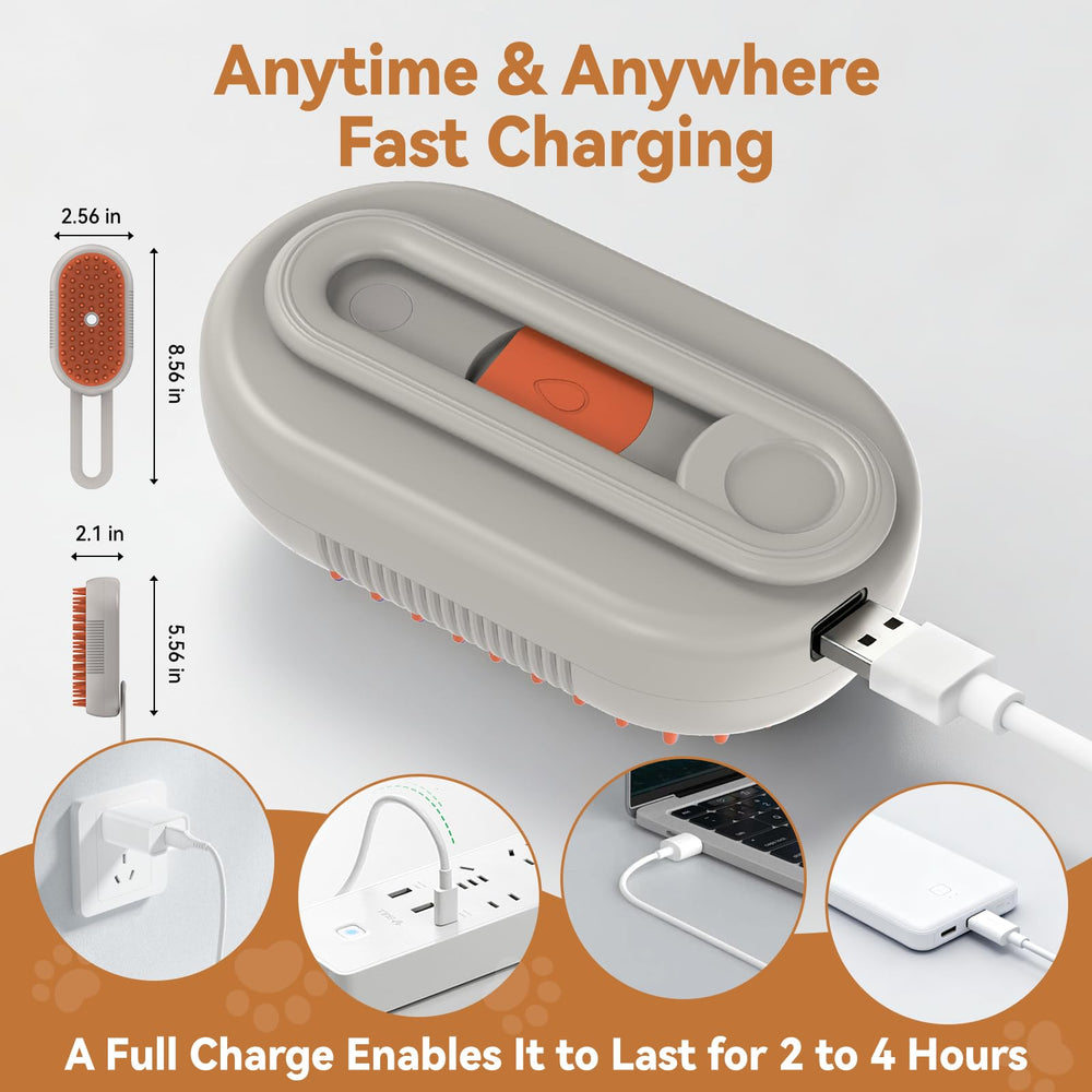 TOOLIAR 4 in 1 Pet Steam Brush detachable silicone pad for quick cleaning