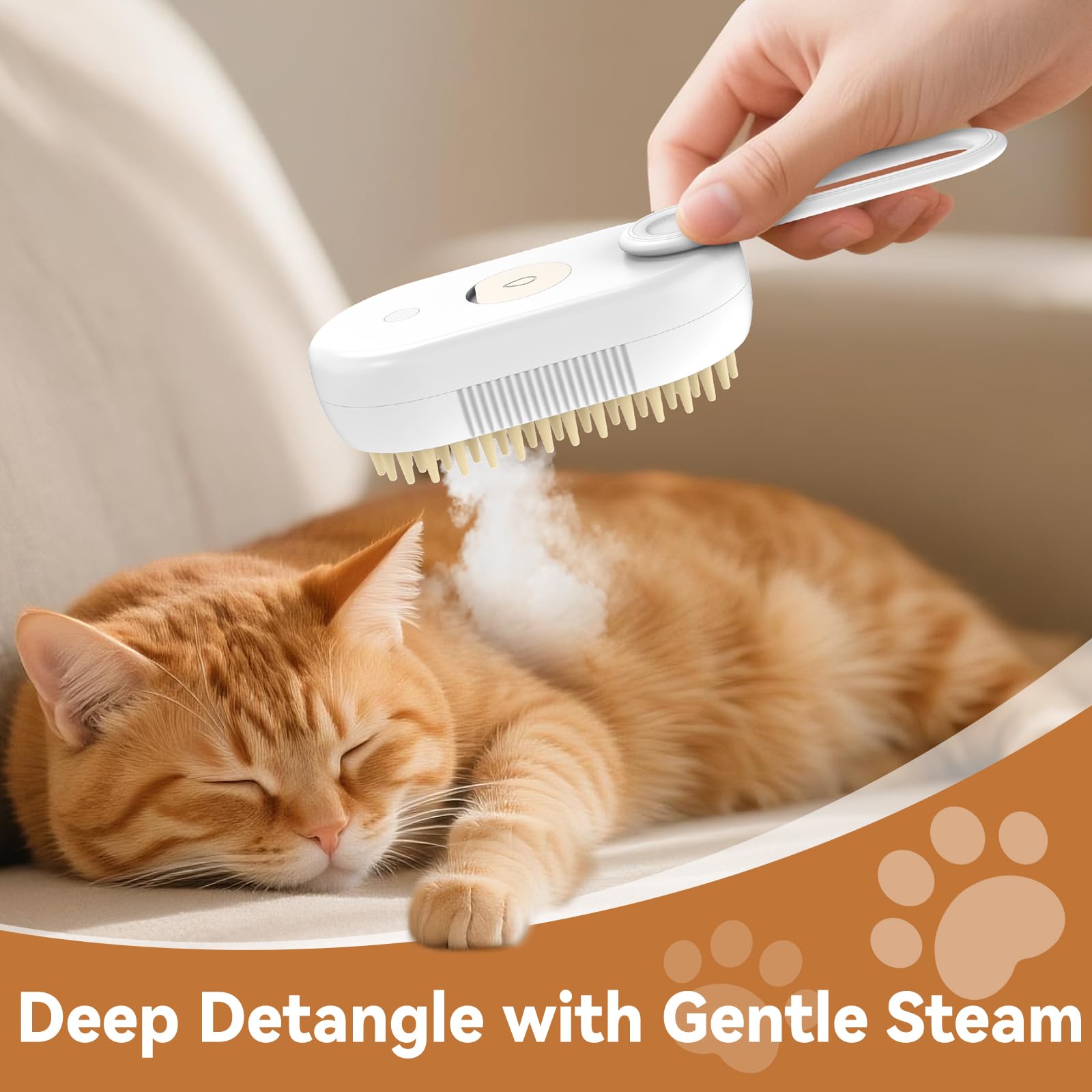 TOOLIAR 4 in 1 pet steam brush detachable-silicone-pad for quick cleanup.