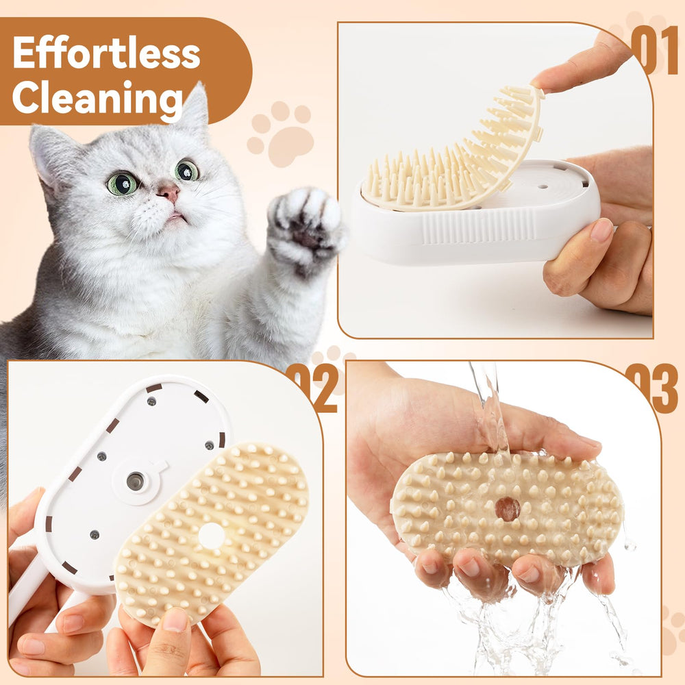 TOOLIAR 4 in 1 pet steam brush white-design home grooming tool.