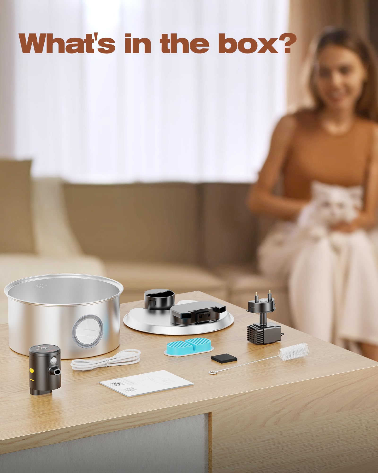 TOONIOOS Cat Water Fountain includes 9 filters for freshness.