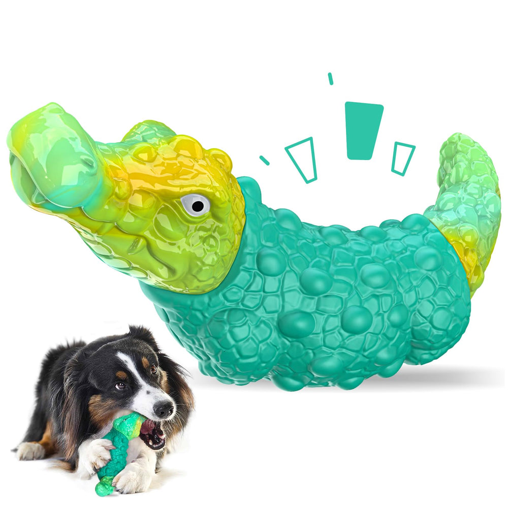 TOOPTATE crocodile squeaky toy for aggressive chewers promotes long-lasting engagement