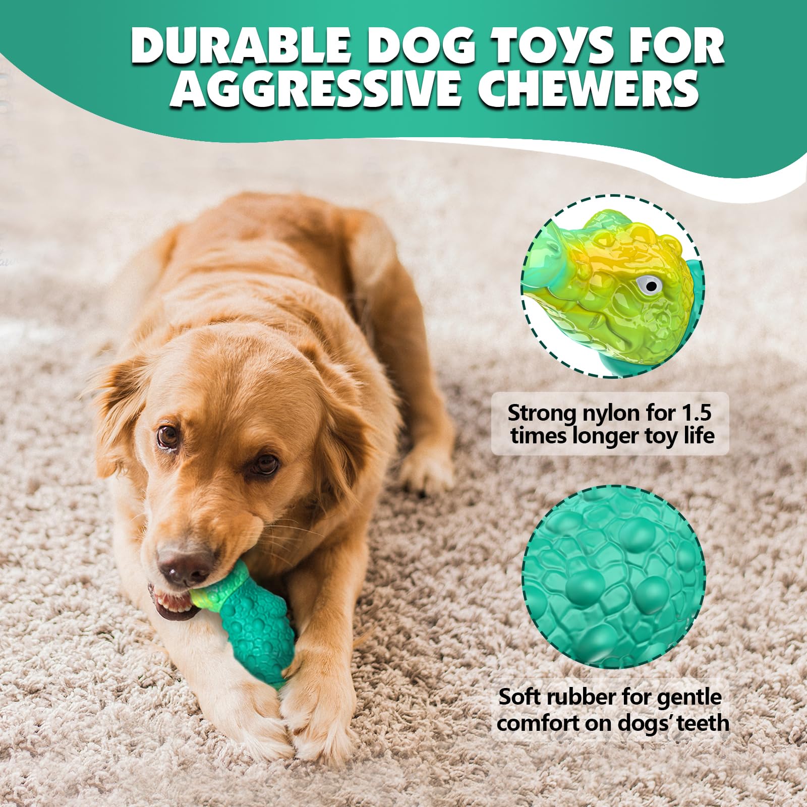 TOOPTATE nylon head and tail for durable, safe chewing