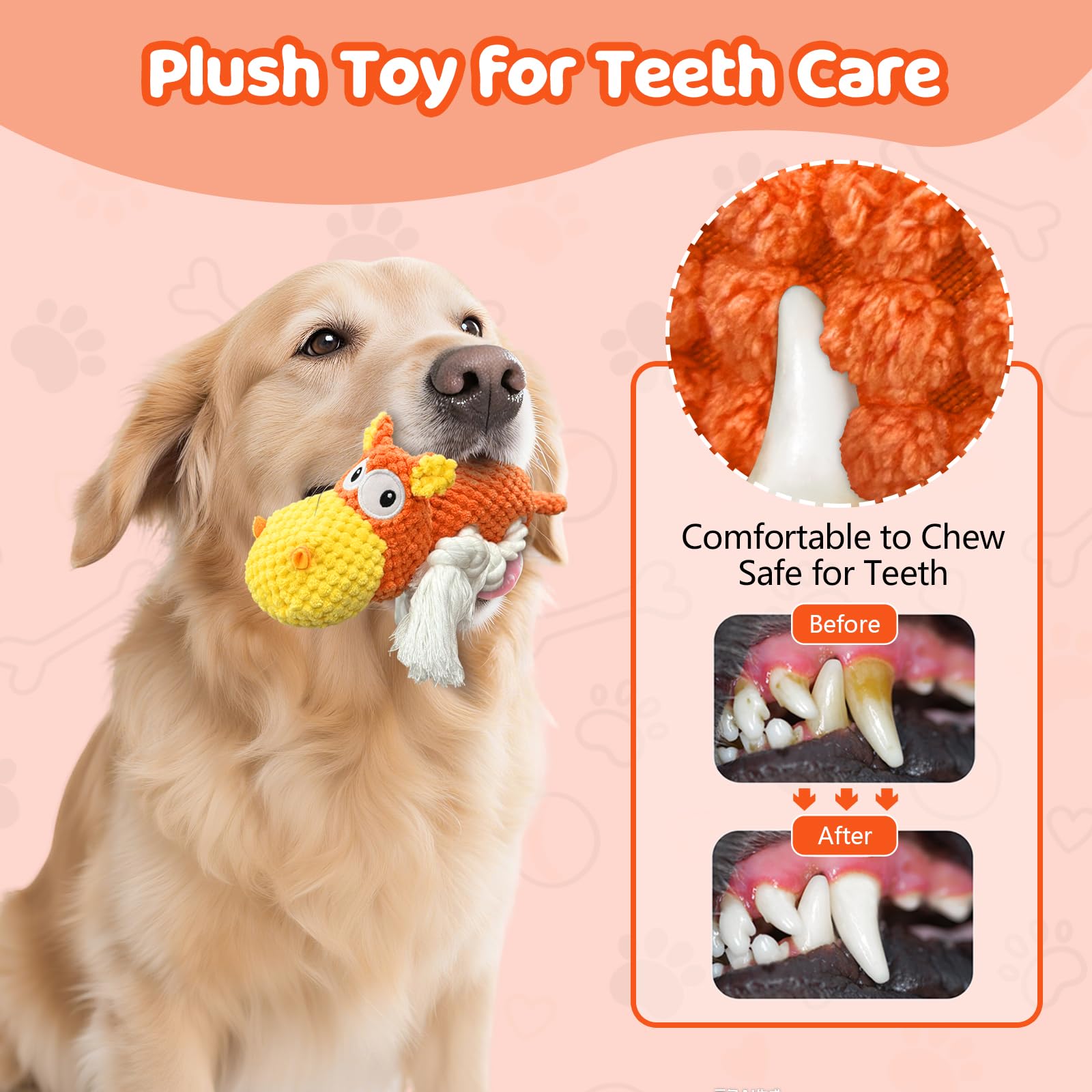 TOOPTATE Hippo plush fabric with reinforced stitching for durable chews