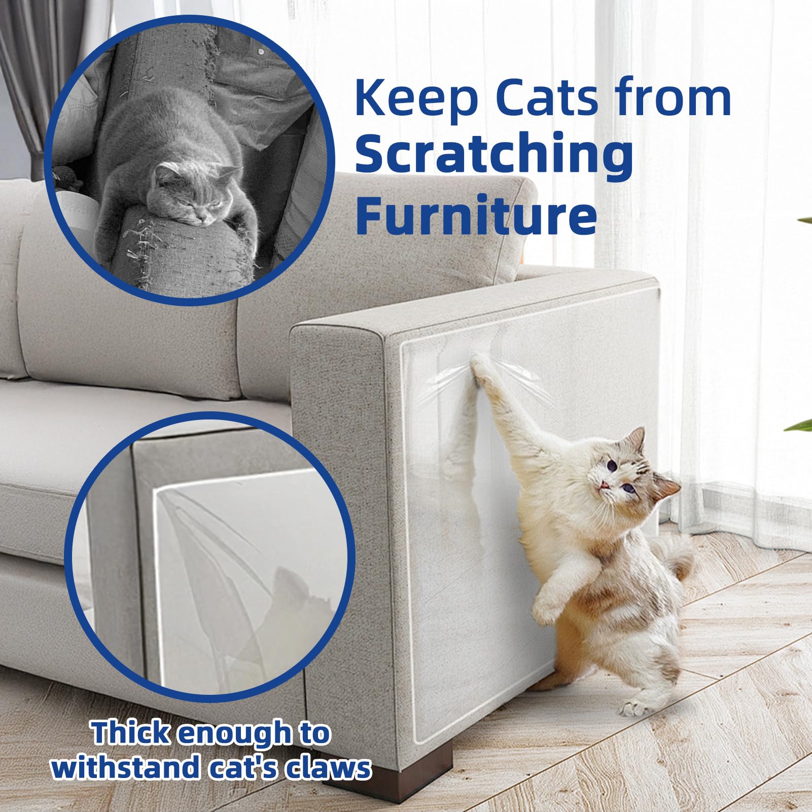 TOOSOFt cat scratch deterrent on sofa preserves furniture while guiding claws away.