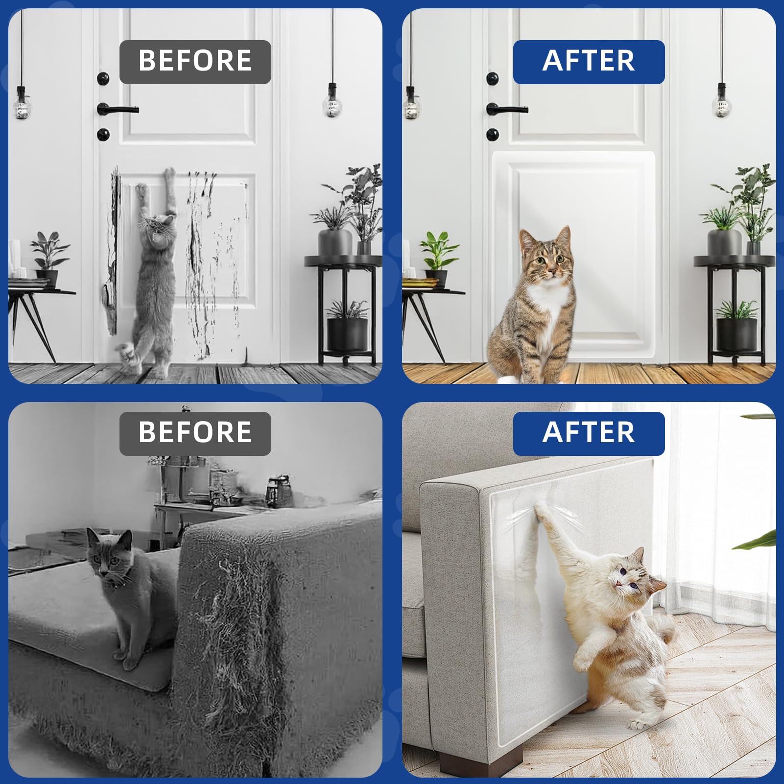 TOOSOFt cat scratch guard tape on sofas protects fabric and wood trim