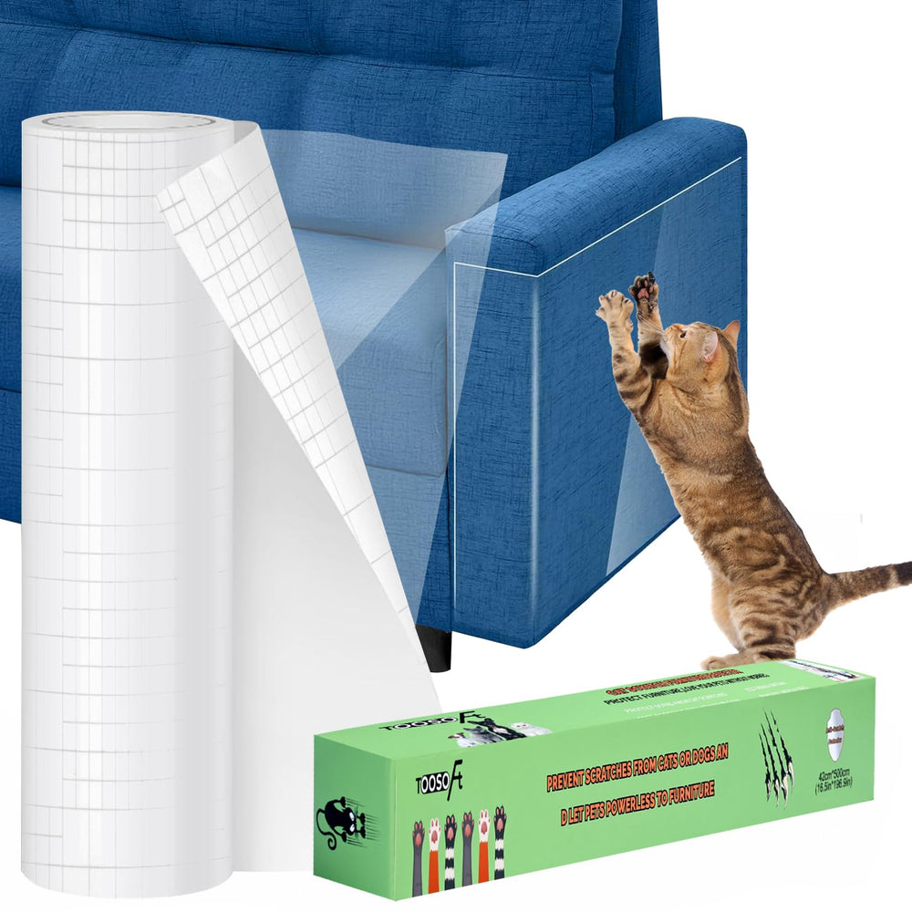 TOOSOFt cat scratch protector clear vinyl roll shields sofas from claws and scuffs