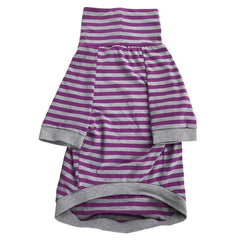 Tooth and Honey pitbull shirt purple grey model XL shows breathable, lightweight comfort