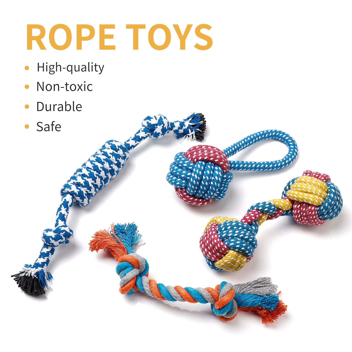 Toozey colorful small-dog toys; attractive design helps curb boredom during crate time.