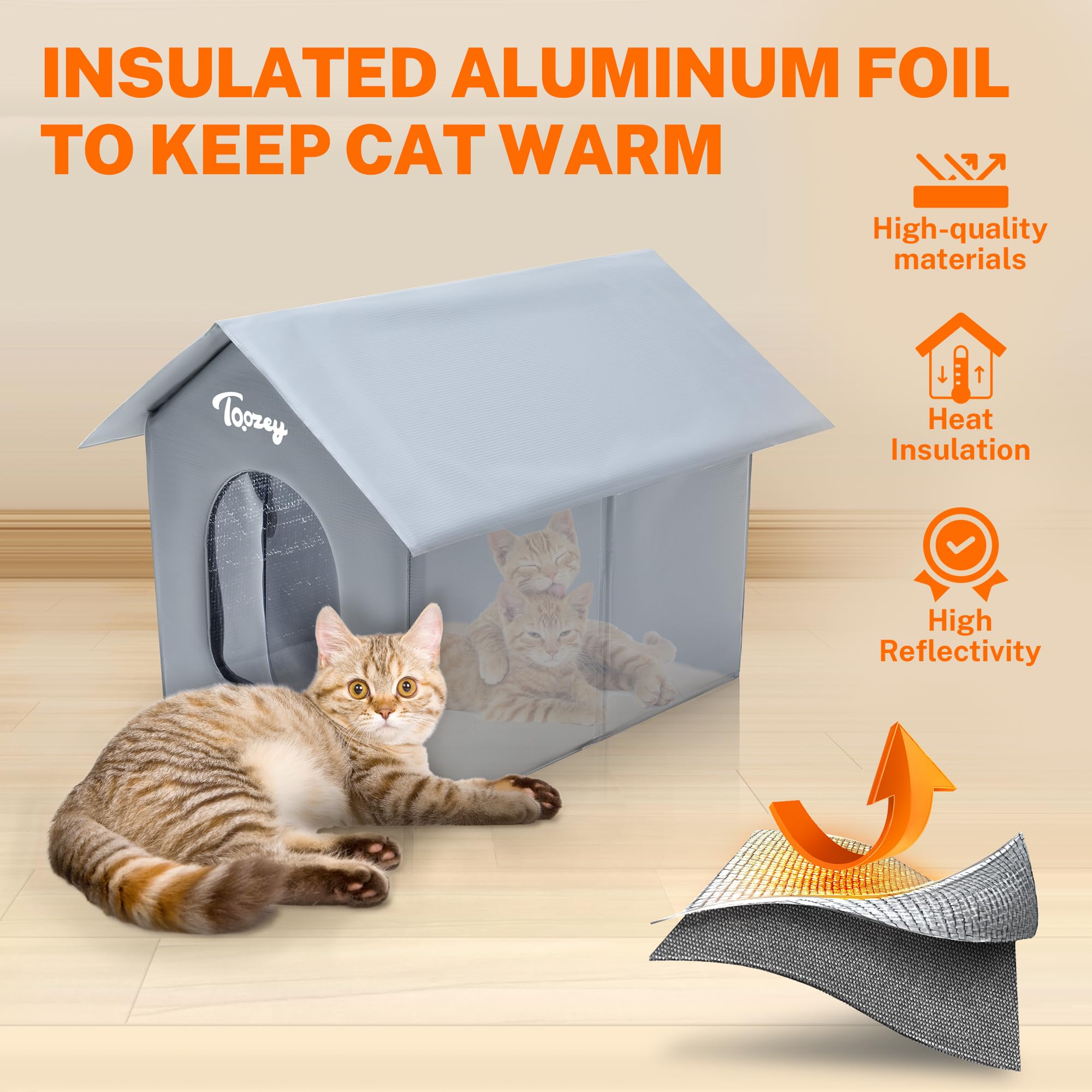 Toozey cat house PVC surface easy to wipe and sanitize