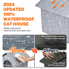 Toozey insulated cat shelter with four sheets for customizable warmth