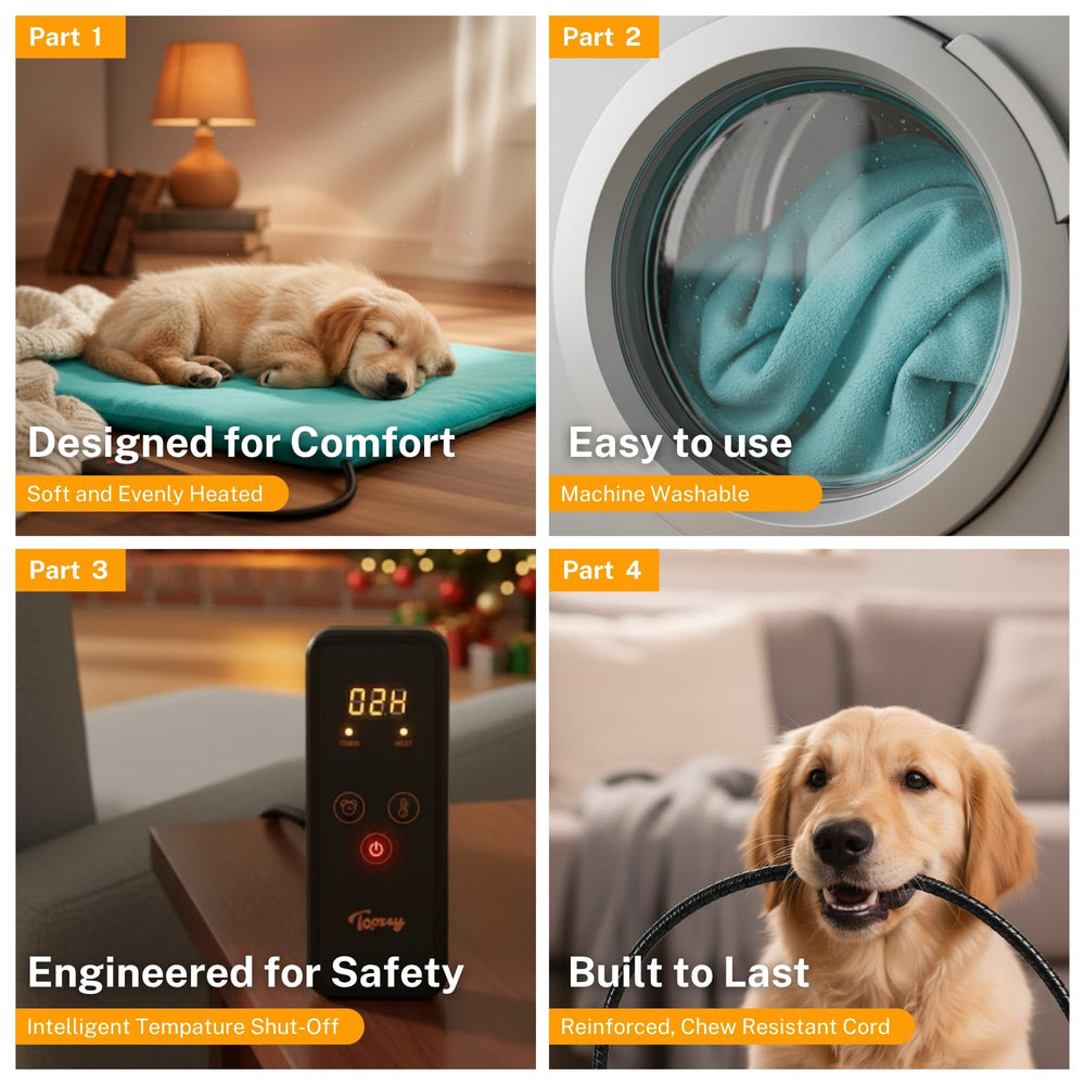 Toozey indoor-use heating pad designed for safe indoor pet warmth