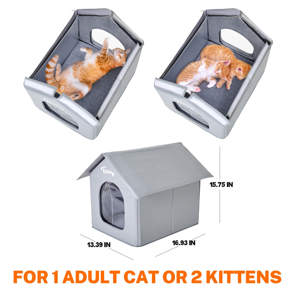 Toozey insulated outdoor cat shelter side view highlighting thermal protection