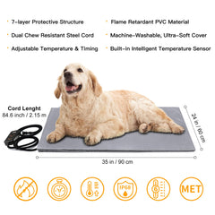 Toozey large heated pet mat top view highlighting generous sizing