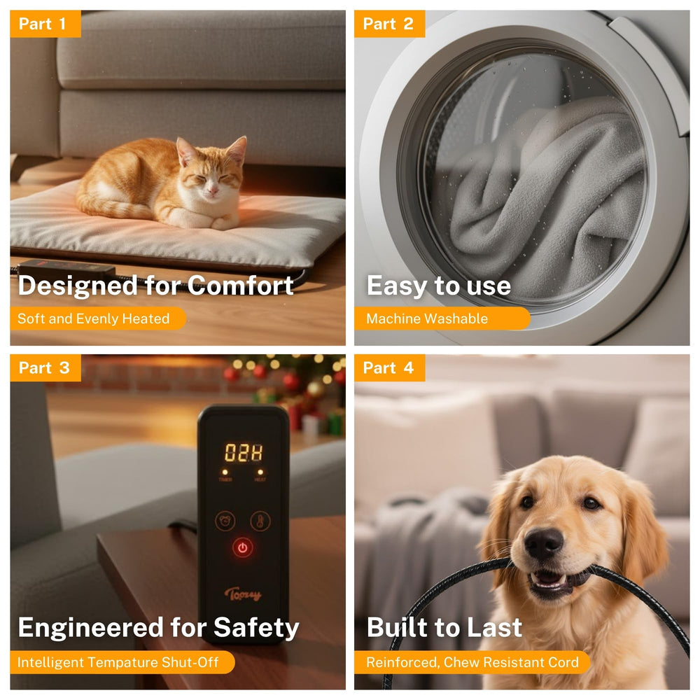 Toozey pet mat chew-resistant cord feature for pet safety during play