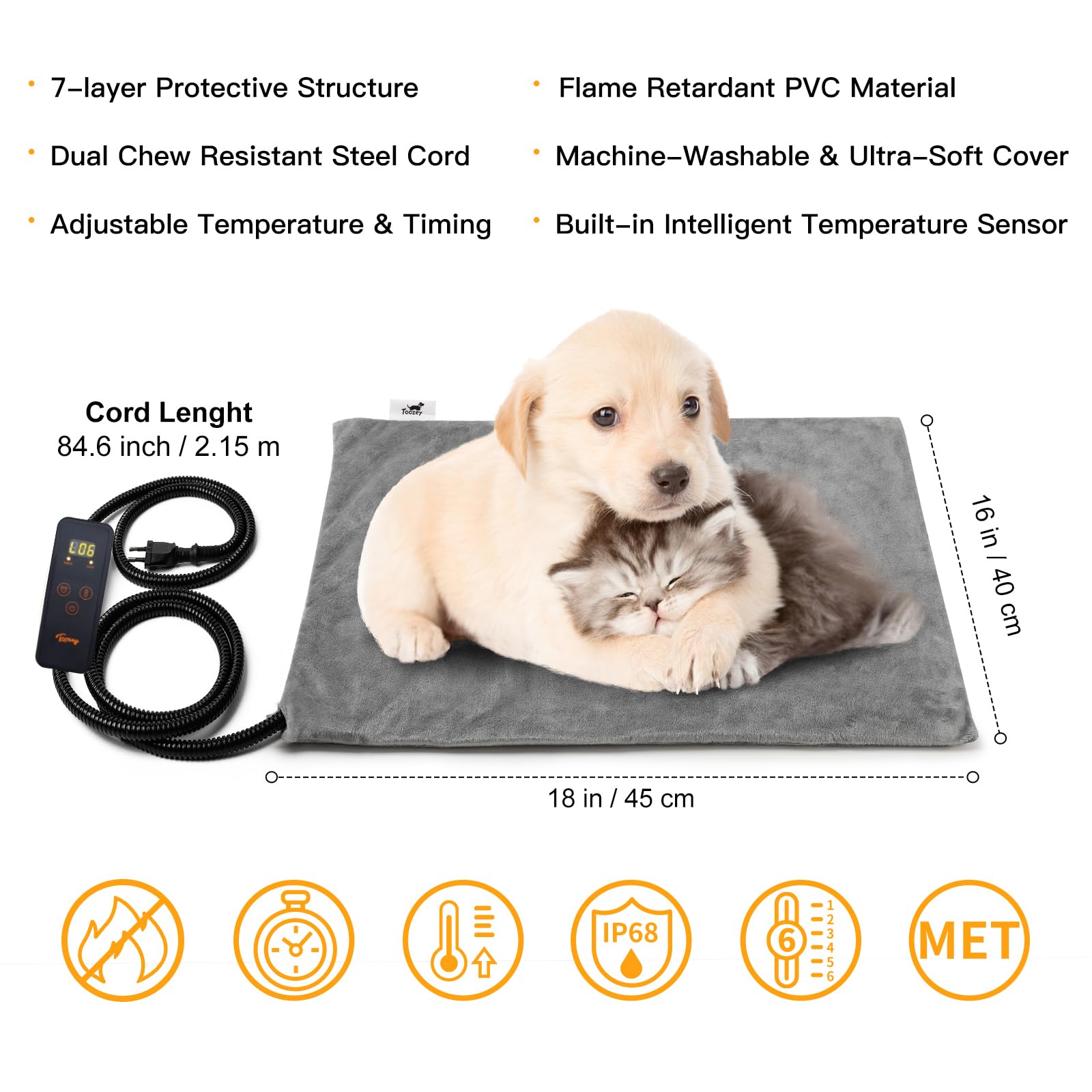 Toozey small pet heating pad LED controller enables precise temperature adjustments
