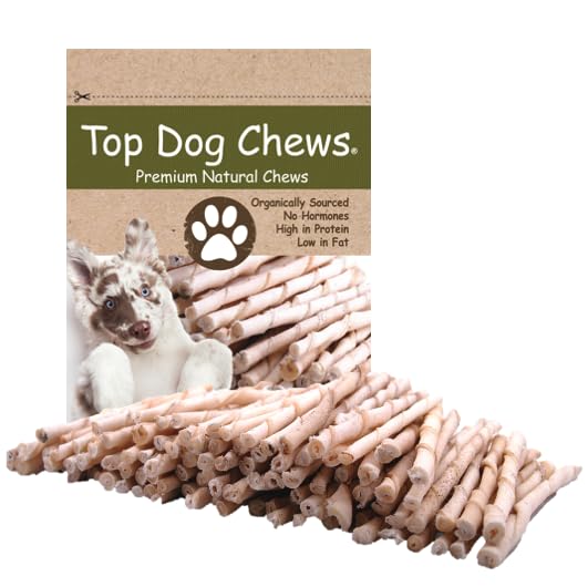 Top Dog Chews rawhide twists packaging shows premium quality for long-lasting play.