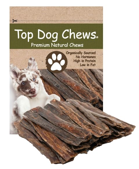 Top Dog Chews beef esophagus jerky bag 30-pack for long-lasting chews and dental health support.
