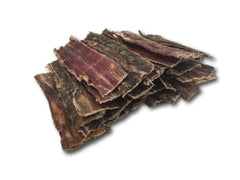 Top Dog Chews beef esophagus jerky closeup natural single-ingredient treat aiding mental stimulation.